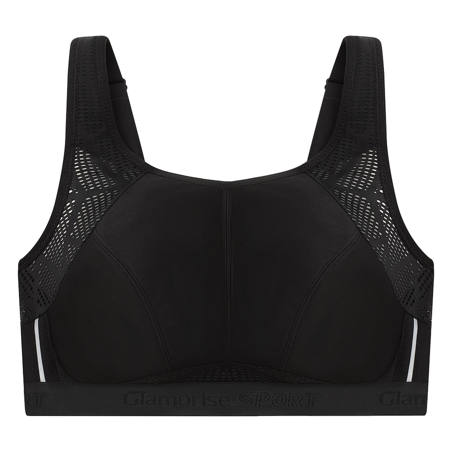 GLAMORISE Atmungsaktiver Mesh-Sport-BH - Schwarz 80C Damen