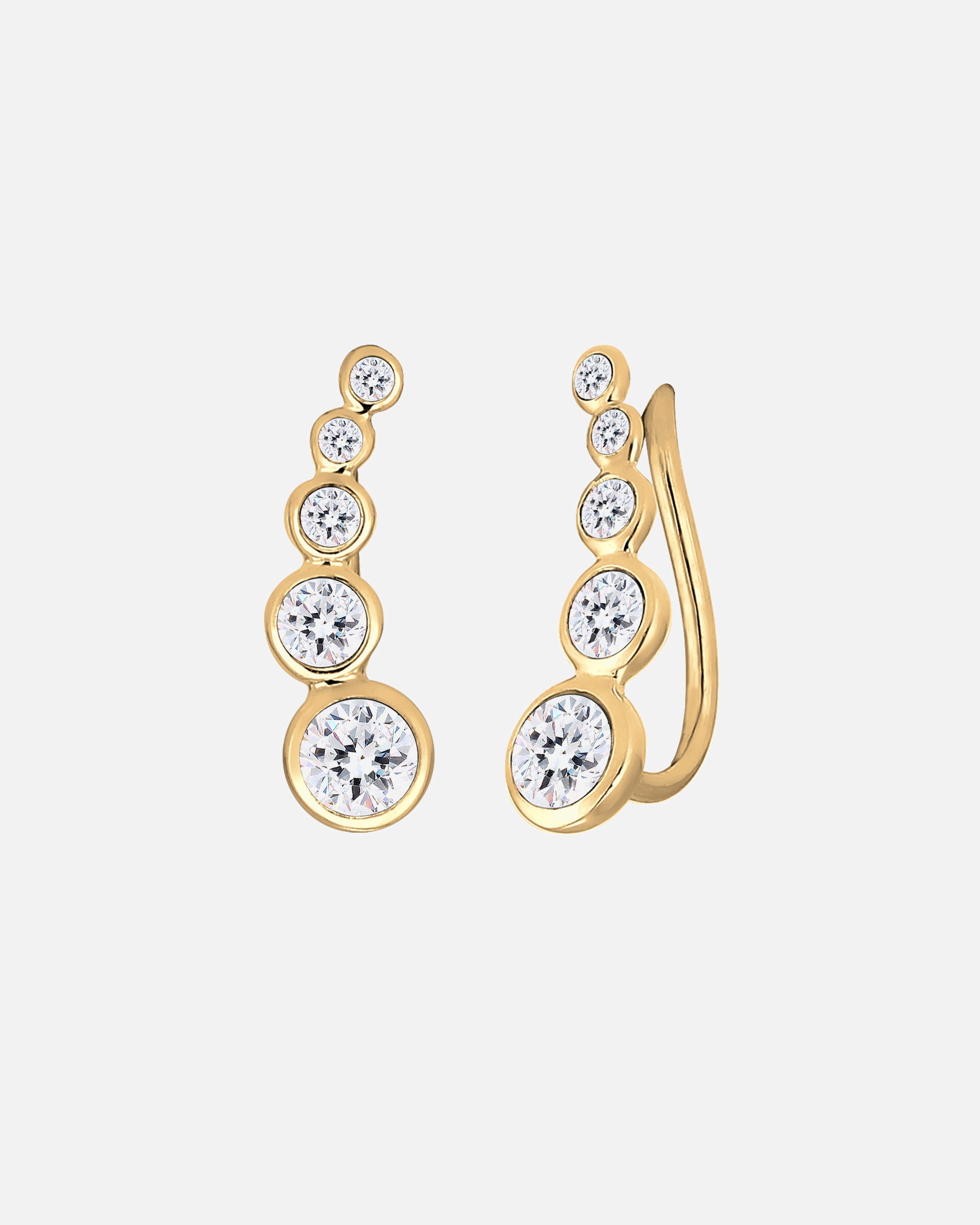 Ohrringe für Weiblich Elli Earclimber Geo Kristalle 925 Silber goldfarben