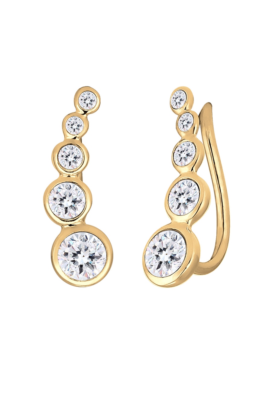 Elli Earclimber Geo 925 Silber, mit Kristallen von Swarovski goldfarben Damen