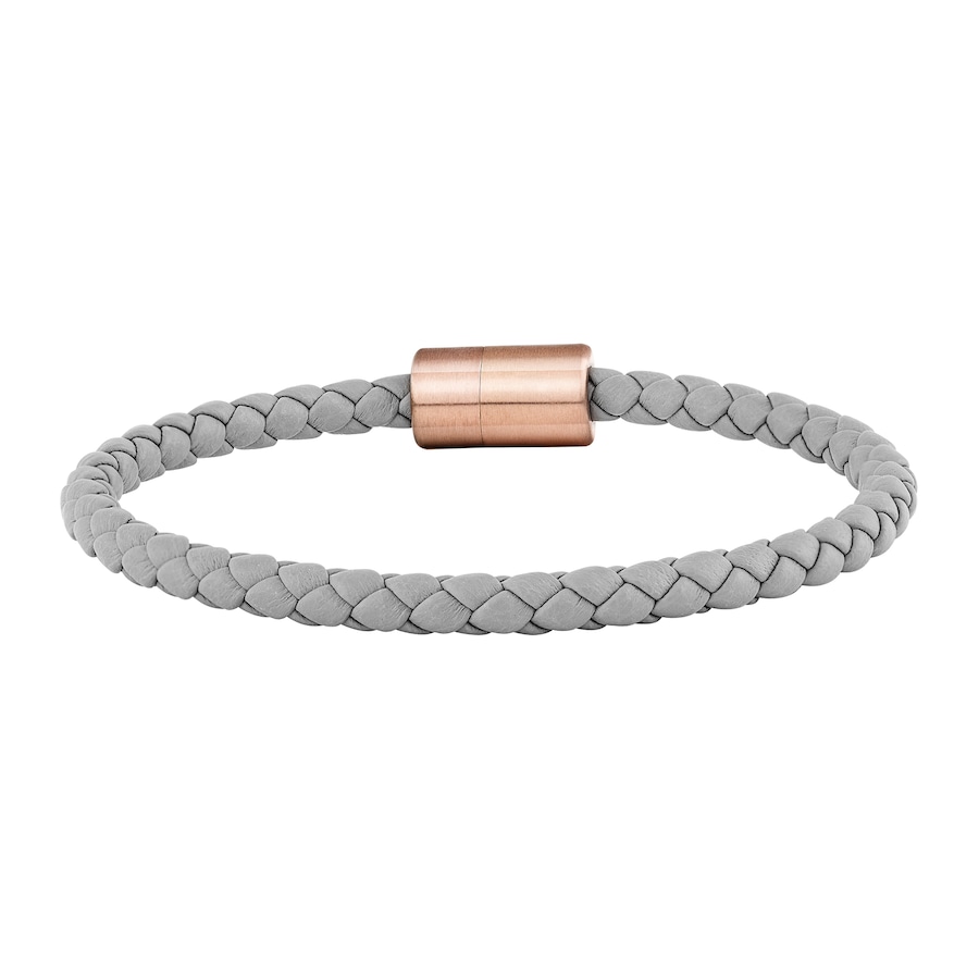 caï Armband Leder olivenblattgegerbt grau rosé 925/- Sterling Silber 21cm Herren