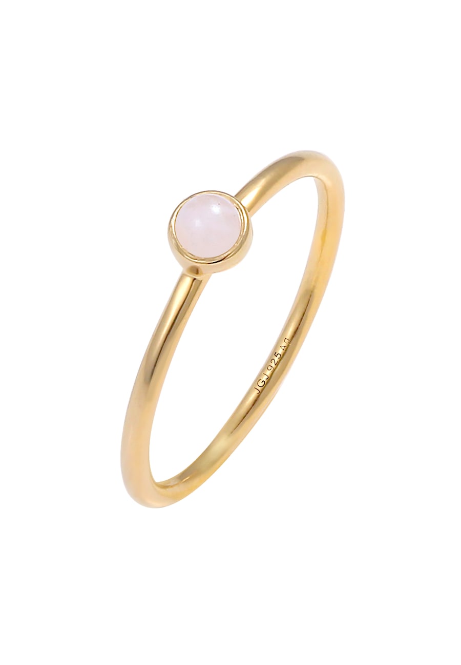 Elli Stapel Rosenquarz Edelstein 925er Silber vergoldet 54 Damen