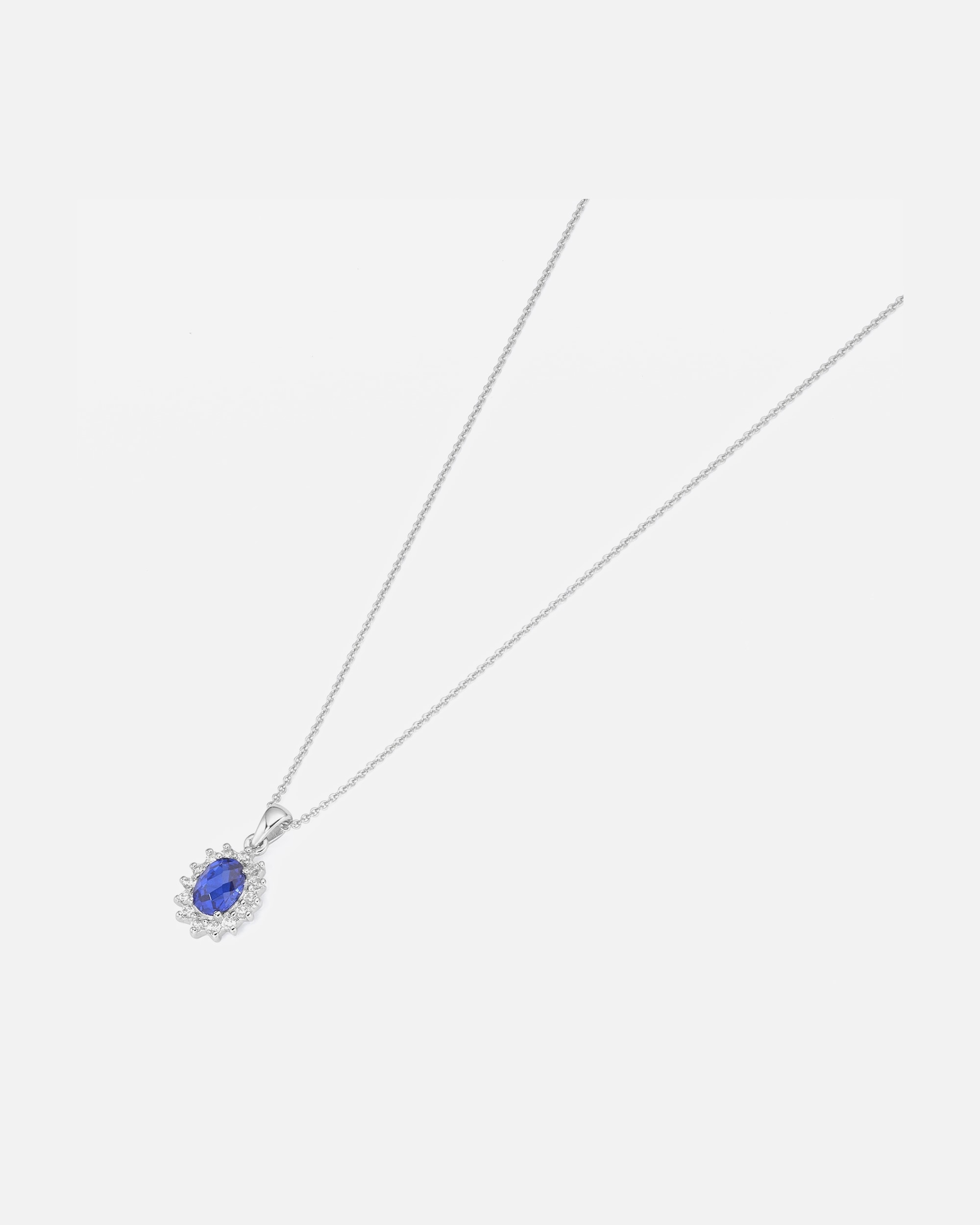 Halskette für Weiblich Smart Jewel Kette farbiger Stein und Zirkonia Steine, Silber 925 Blau