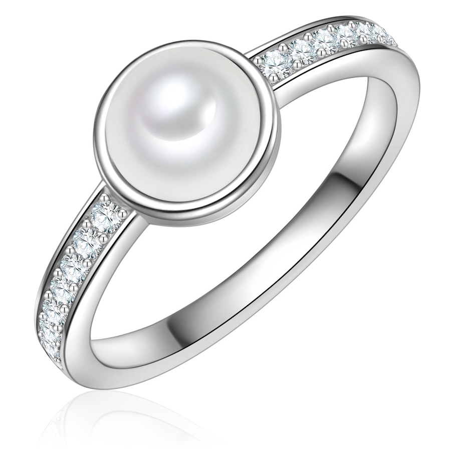 Trilani Ring aus Sterling Silber in silber mit Zirkonia Muschelkernperle 52 Damen