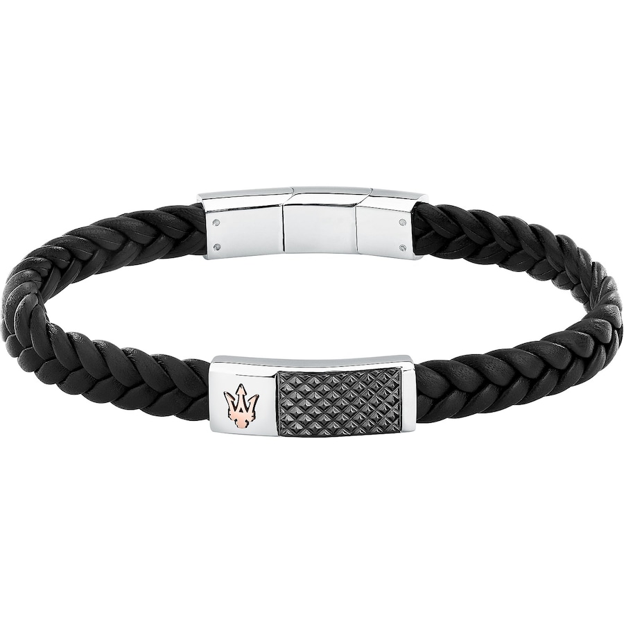 Maserati Armband Edelstahl, Leder One Size Herren