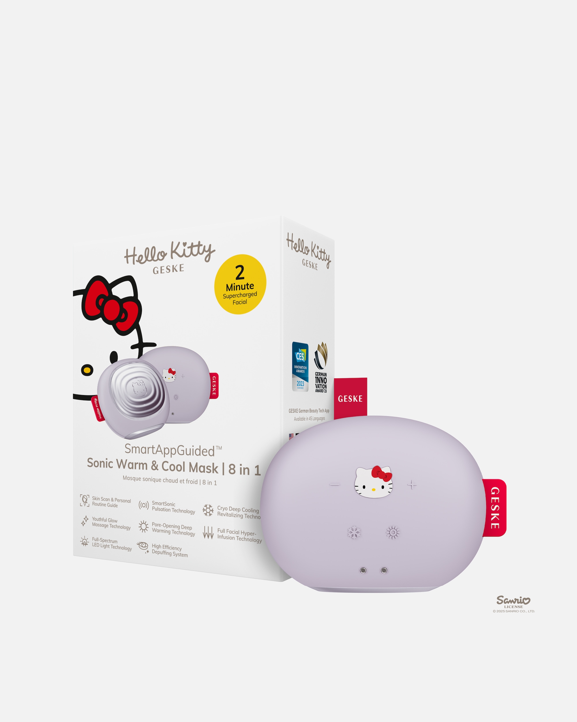 Multifunktionsgerät für Unisex GESKE SmartAppGuided™ Sonic Warm & Cool Mask | 8 in 1 Hello Kitty Purple