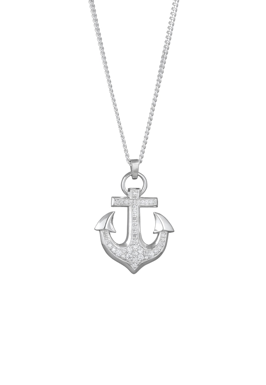 KUZZOI Anker Zirkonia Weiß 925 Sterling Silber silberfarben Herren