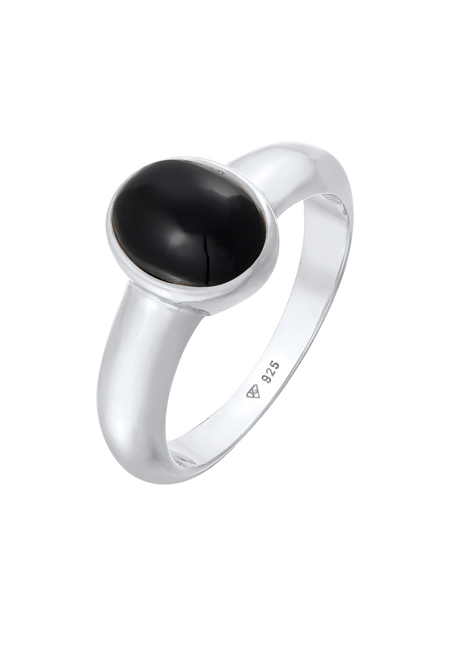 KUZZOI Herren Siegelring Onyx Oval Basic 925 Silber 60