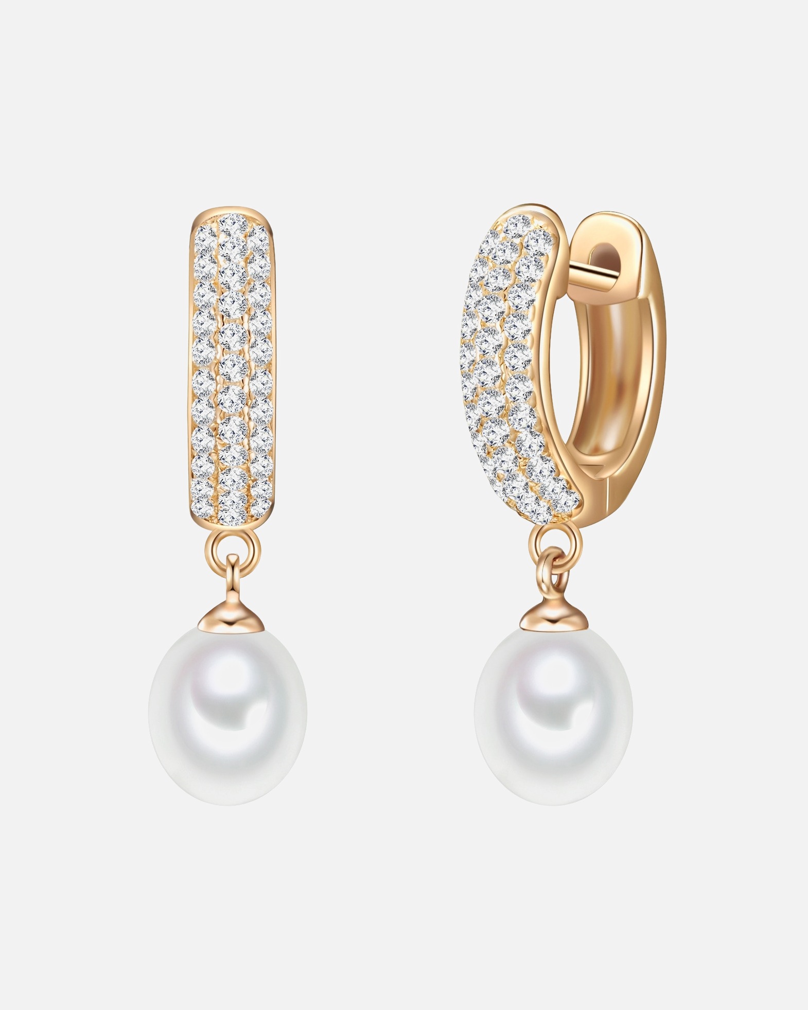 Creolen für Weiblich Valero Pearls Creolen Gelbvergoldet Süßwasser-Zuchtperlen weiß 26,0 mm