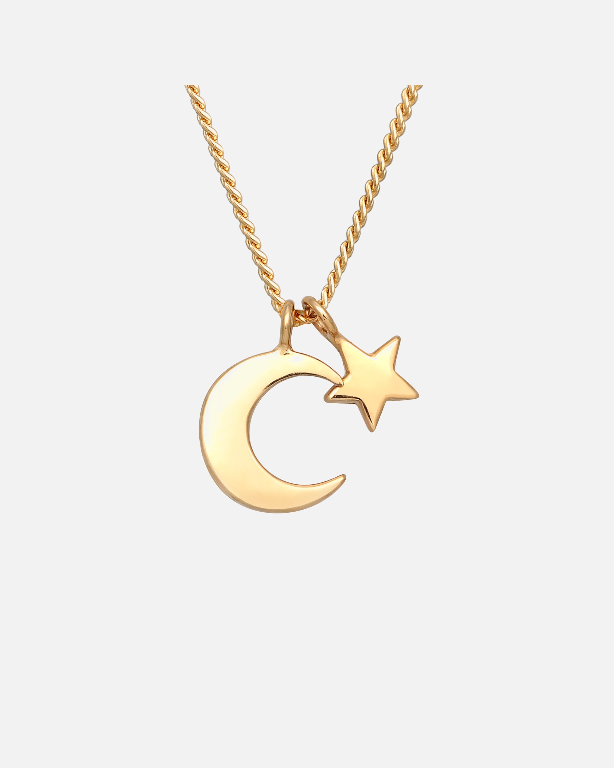 Halskette für Weiblich Elli PREMIUM Mond Stern Astro Kordelkette 375er Gelbgold 45