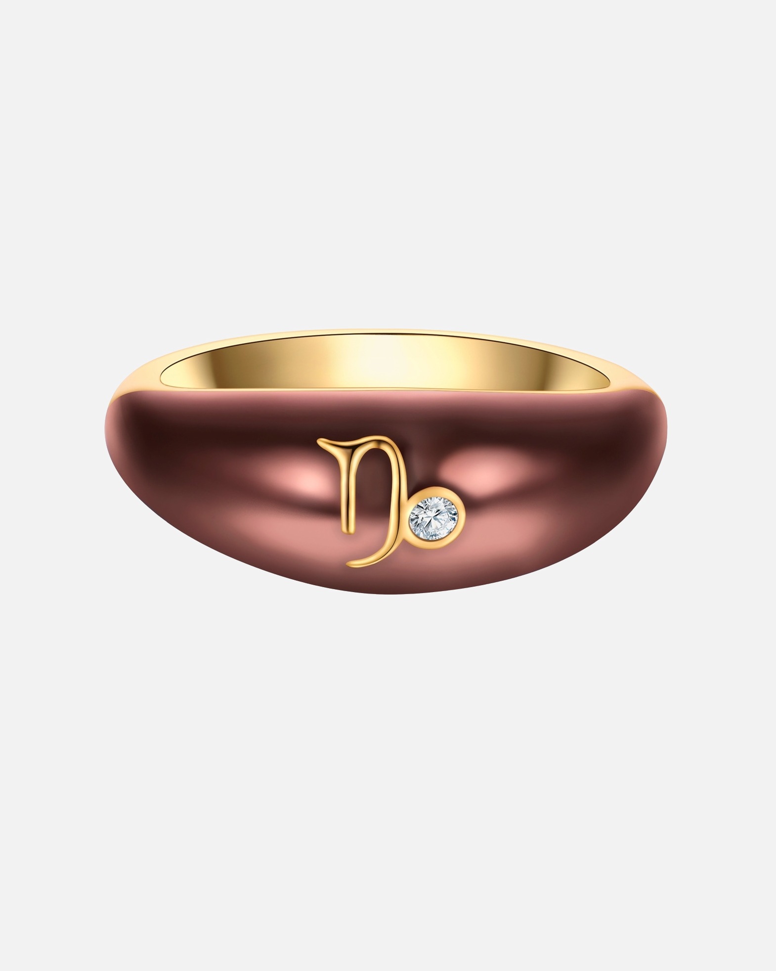Ring für Weiblich Glanzstücke München Ring Sternzeichen Steinbock aus Sterling Silber in Gelbgold mit Zirkonia 54
