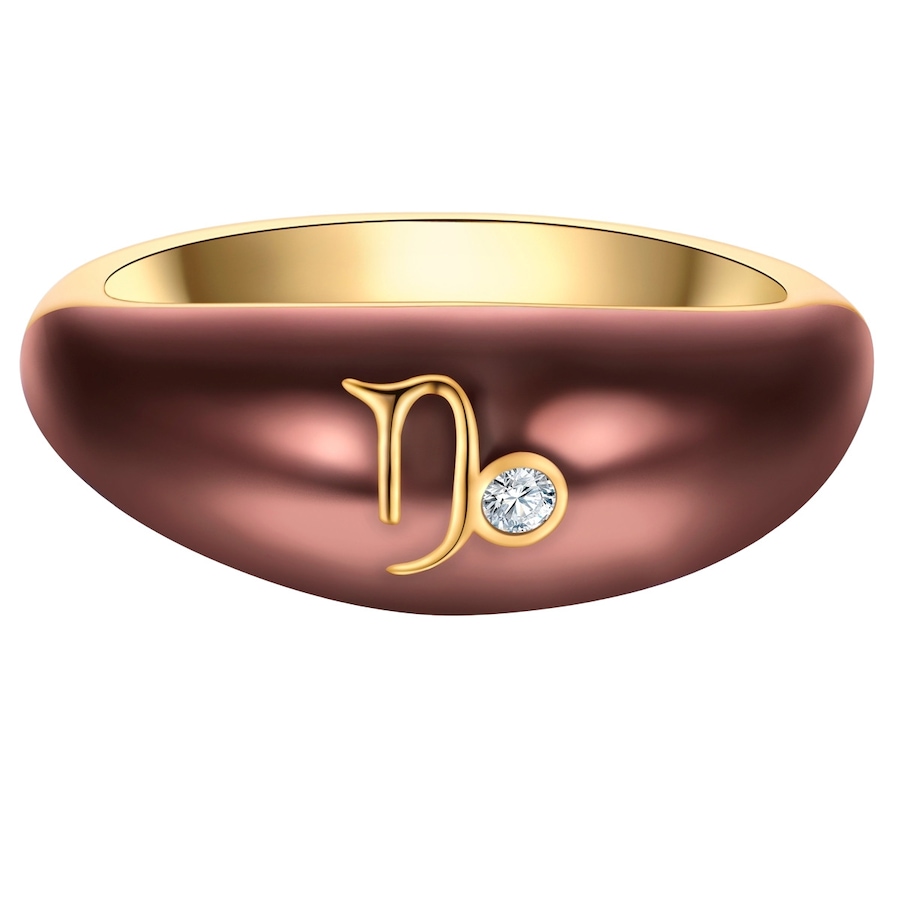 Glanzstücke München Ring Sternzeichen Steinbock aus Sterling Silber in Gelbgold mit Zirkonia 50 Damen