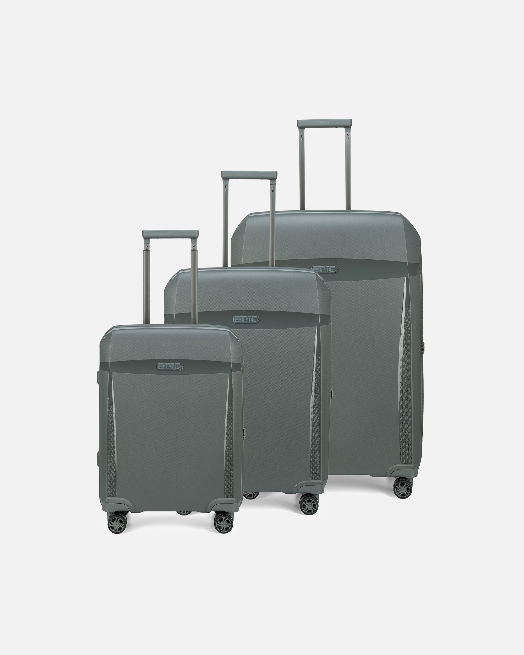 Koffer für Männlich Epic Zeleste 4 Rollen Kofferset 3-teilig ghostgrey