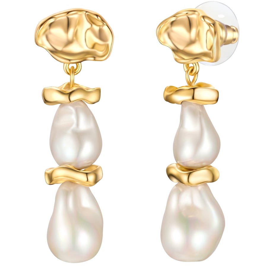 Yokoamii Ohrhänger Metall Süßwasser-Zuchtperle in Gelbgold 46,1 mm Damen