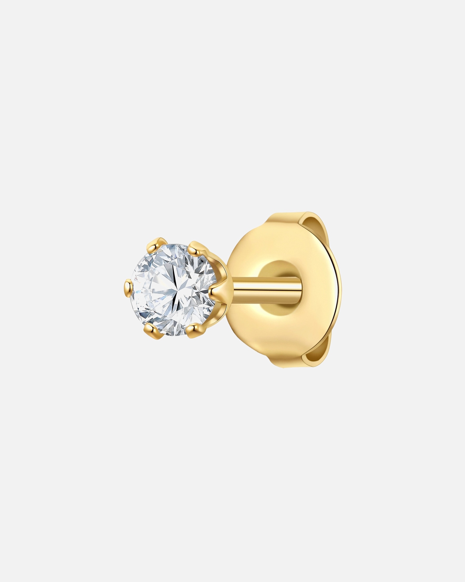 Ohrringe für Männlich True Rebels Ohrstecker aus Edelstahl in Gelbgold mit Zirkonia 4,3 mm
