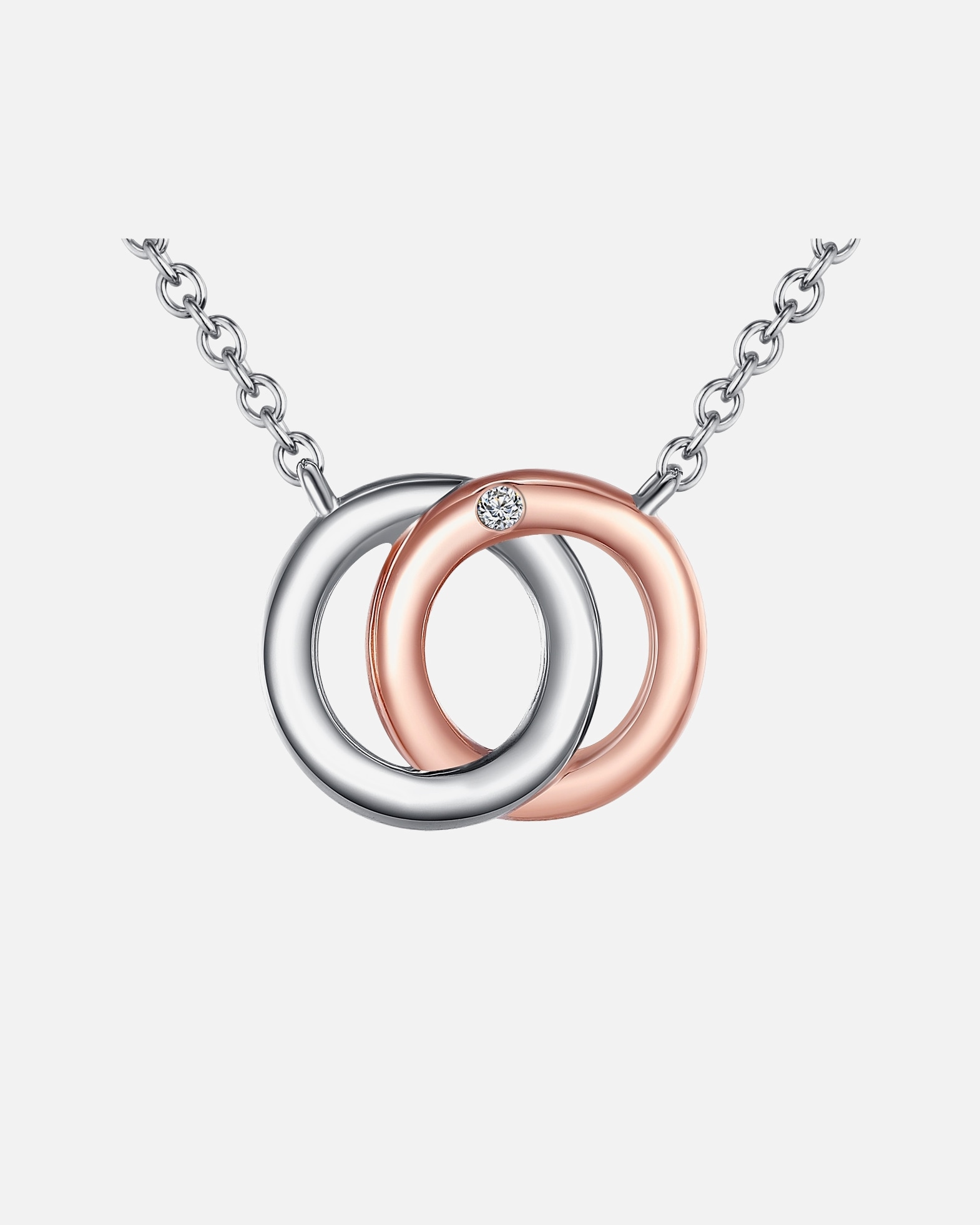 Halskette für Weiblich Rafaela Donata Diamant-Kette Sterling Silber Diamant in Silber/Roségold 50 cm + 5 cm