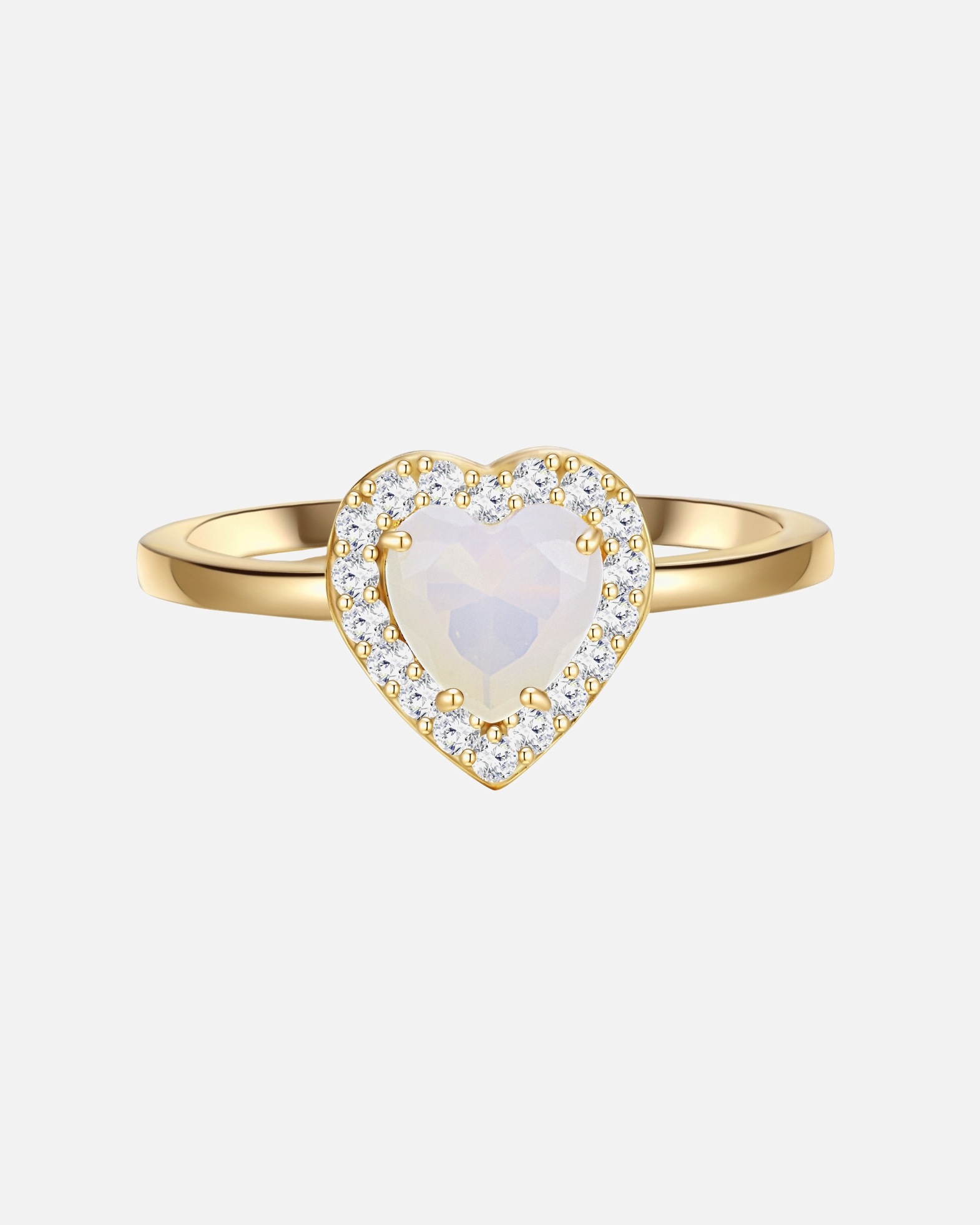 Ring für Weiblich Glanzstücke München Ring Herz aus Sterling Silber in gelbgold mit Mondstein (synth.) 48