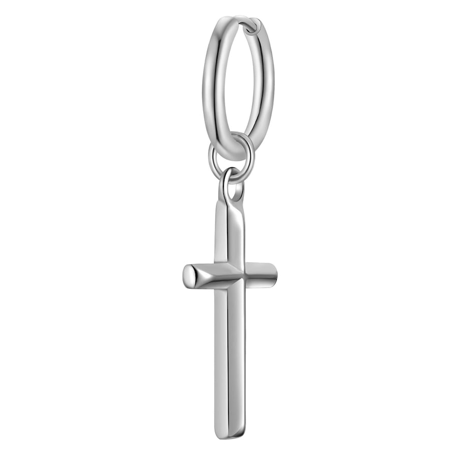 True Rebels Creolen Kreuz aus Edelstahl in Silber 38,2 mm Herren