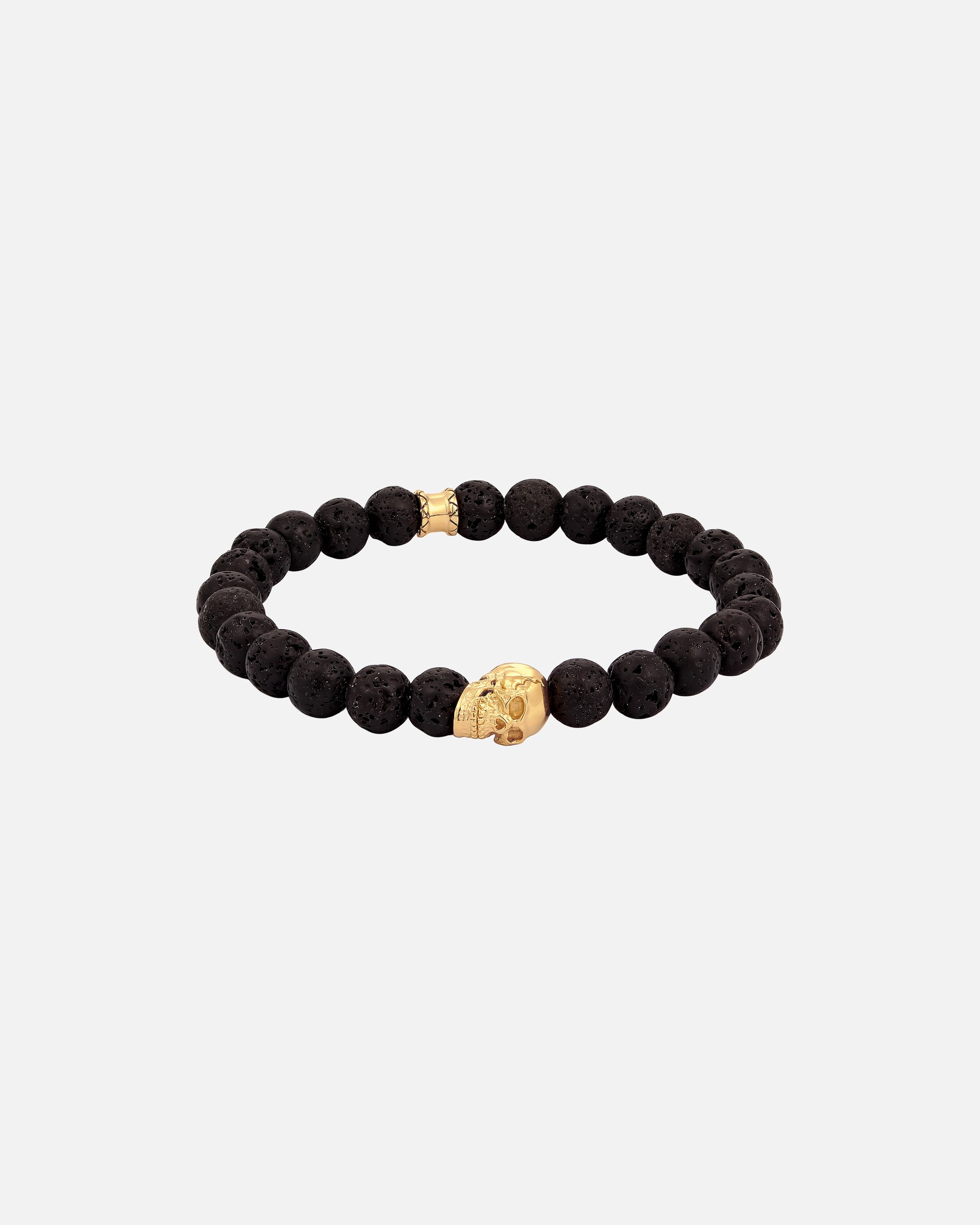 Armband für Männlich KUZZOI Herren Totenkopf Lava Stein Perlen 925 Silber 21