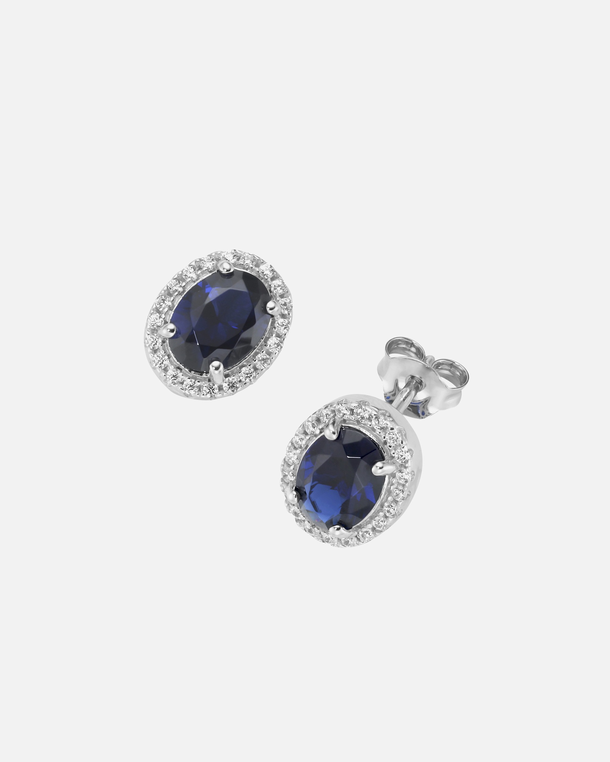 Ohrringe für Unisex Smart Jewel Ohrstecker mit Zirkonia und blauen Kristallsteinen, Silber 925 one size