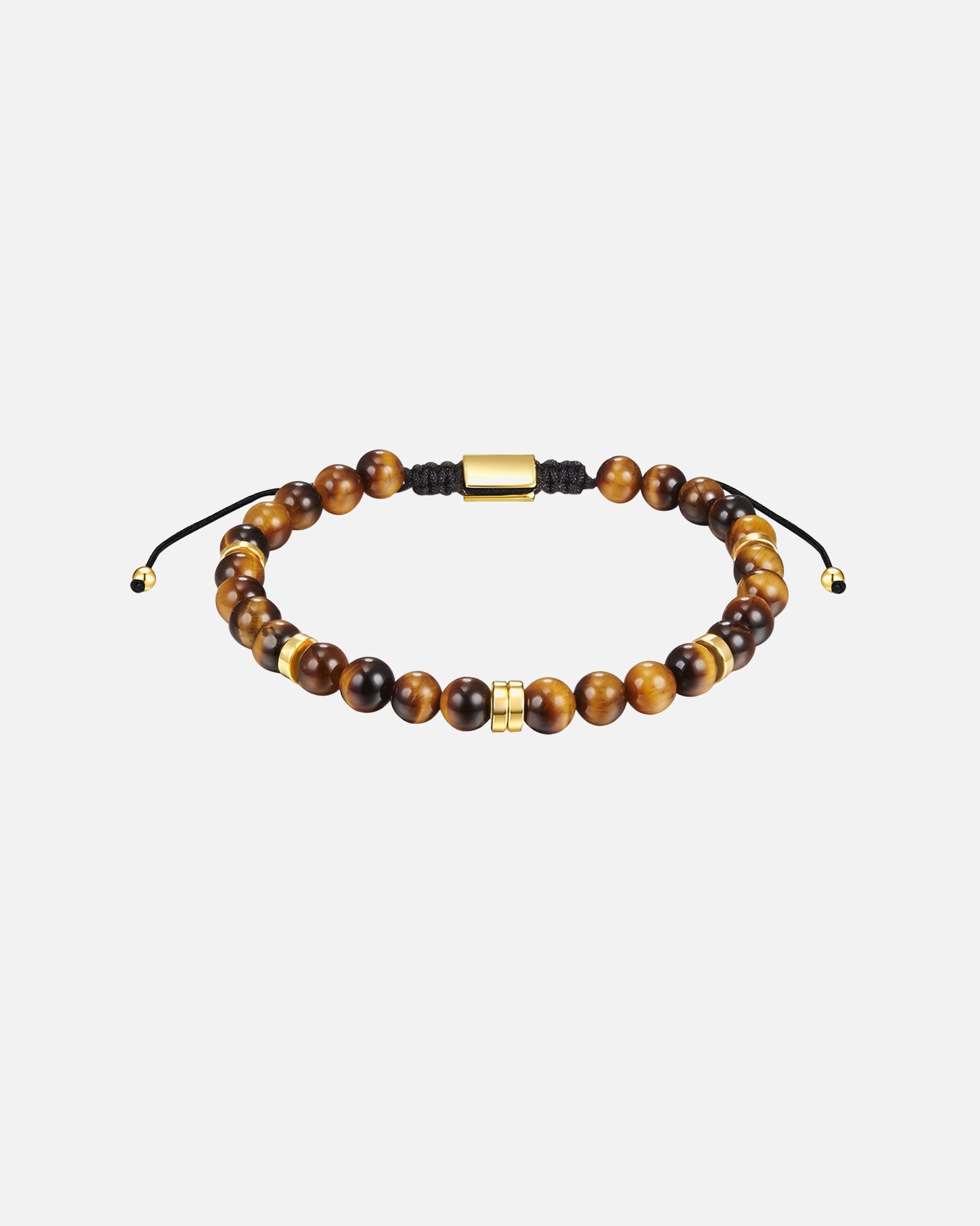 Armband für Männlich Männerglanz Armband aus Sterling Silber in Gelbgold mit Tigerauge flexibel einstellbar