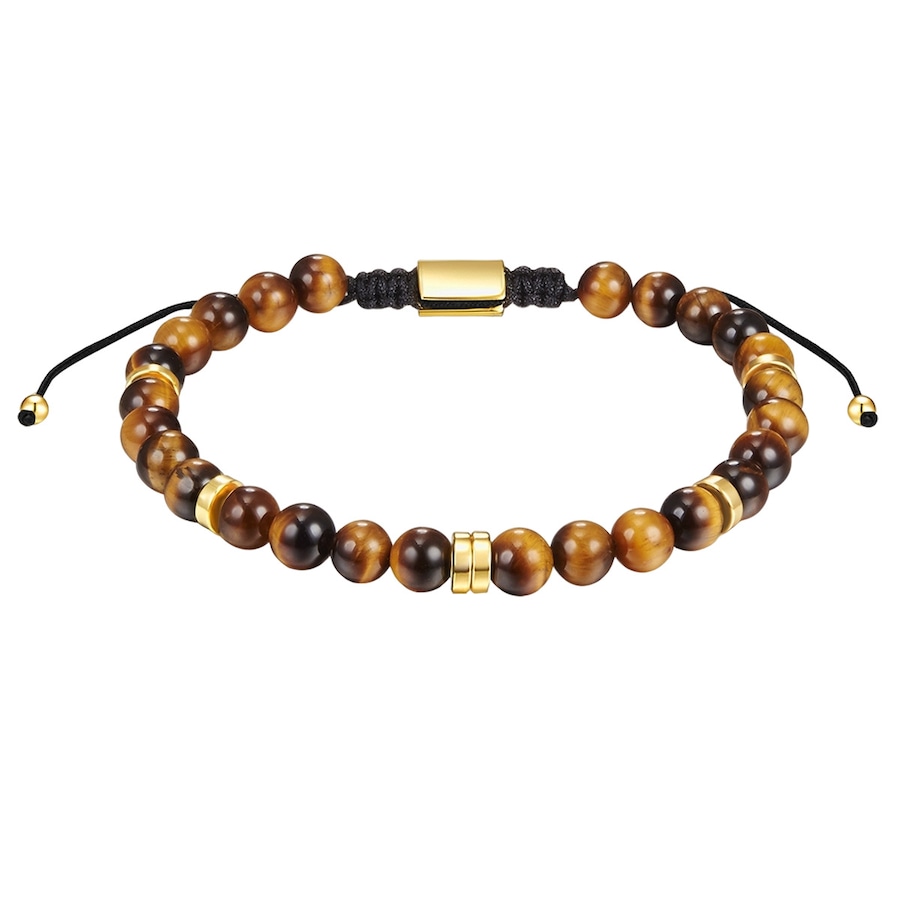 Männerglanz Armband aus Sterling Silber in Gelbgold mit Tigerauge flexibel einstellbar Herren