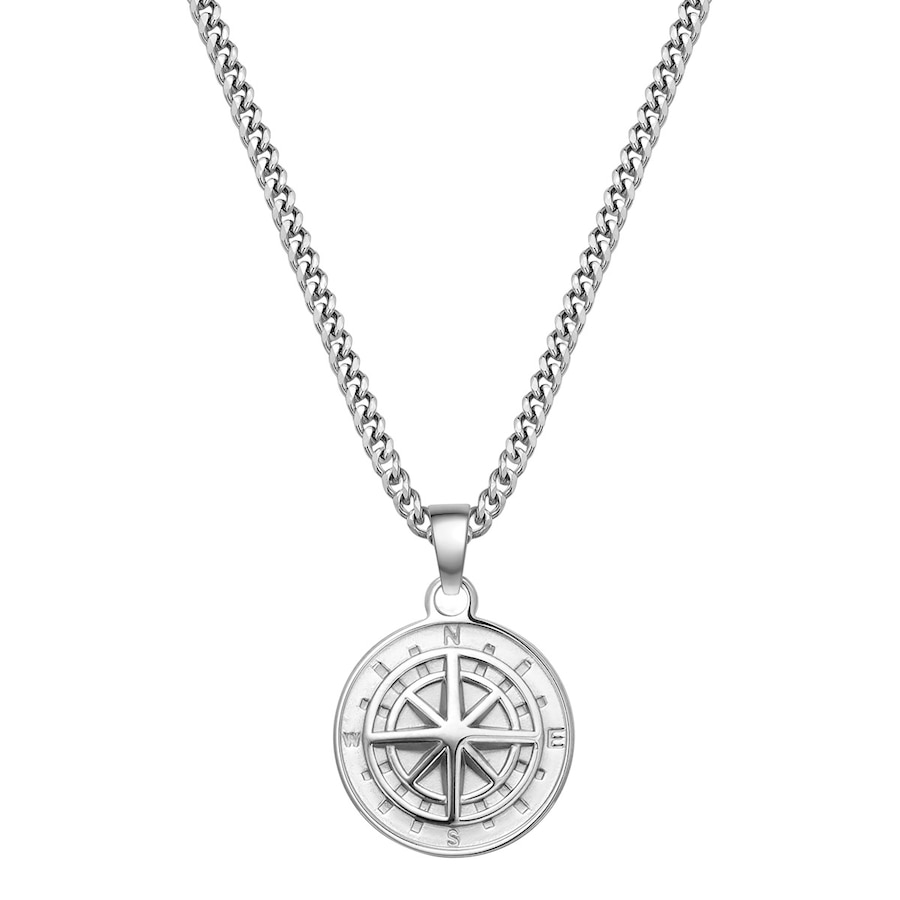 True Rebels Halskette Kompass aus Edelstahl in silber 55,0 cm Basiskette + 3,0 Verlängerung Herren