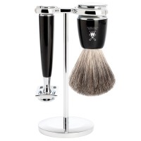 Mühle RYTMO 3-teiliges Rasierset Edelharz schwarz Rasierhobel Herren