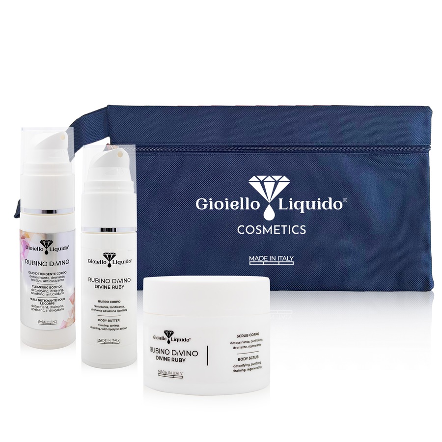 Gioiello Liquido Travel Kit: Body Butter + Oil Exfoliant Clutch bag