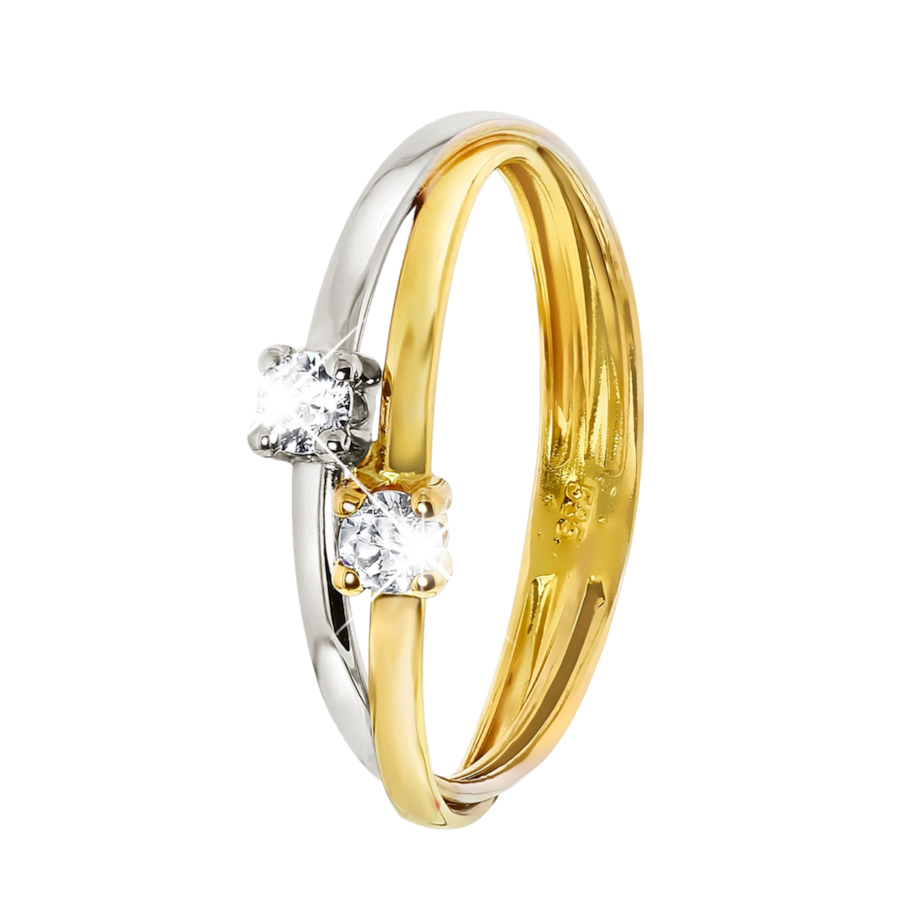 Lucardi Ringe 585 Gold - silbern-goldfarbig 58mm Herren