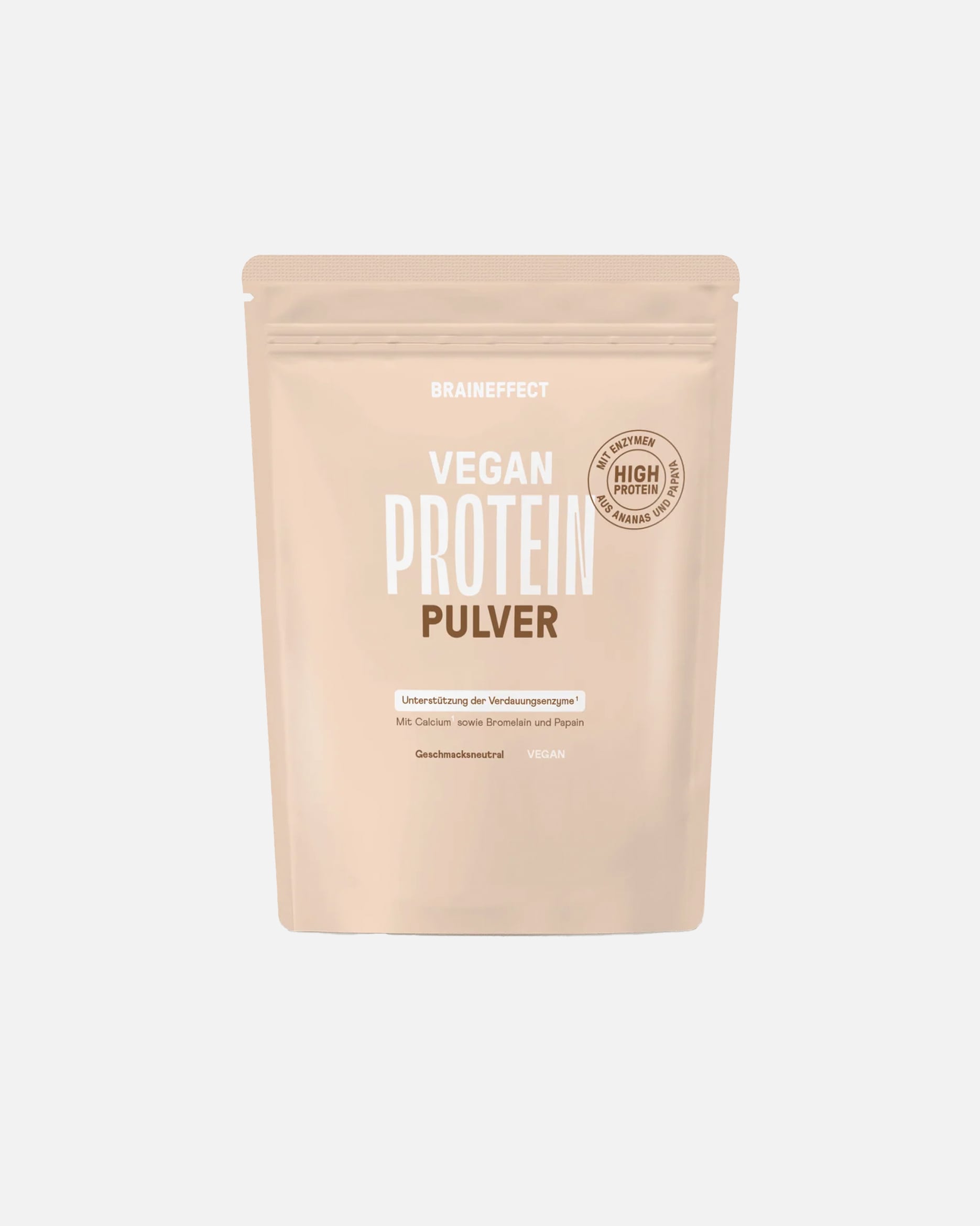 Nahrungsergänzung Proteine für Unisex BRAINEFFECT VEGAN PROTEIN PULVER - Pflanzlicher Protein-Komplex mit Verdauungsenzymen 600 g Pulver