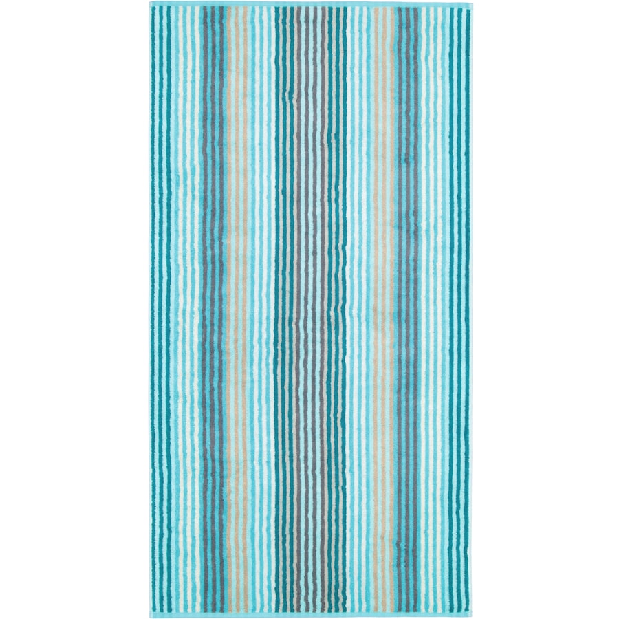 Cawö Handtücher Unique Streifen 944 türkis - 44 Duschtuch 70x140 cm Weiss