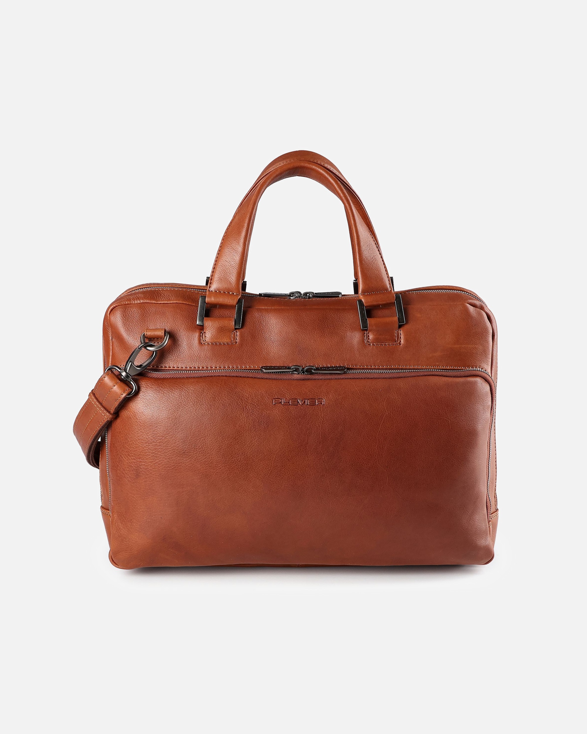 Laptoptasche für Männlich Plevier Vintage Larry Aktentasche Leder 40 cm Laptopfach cognac