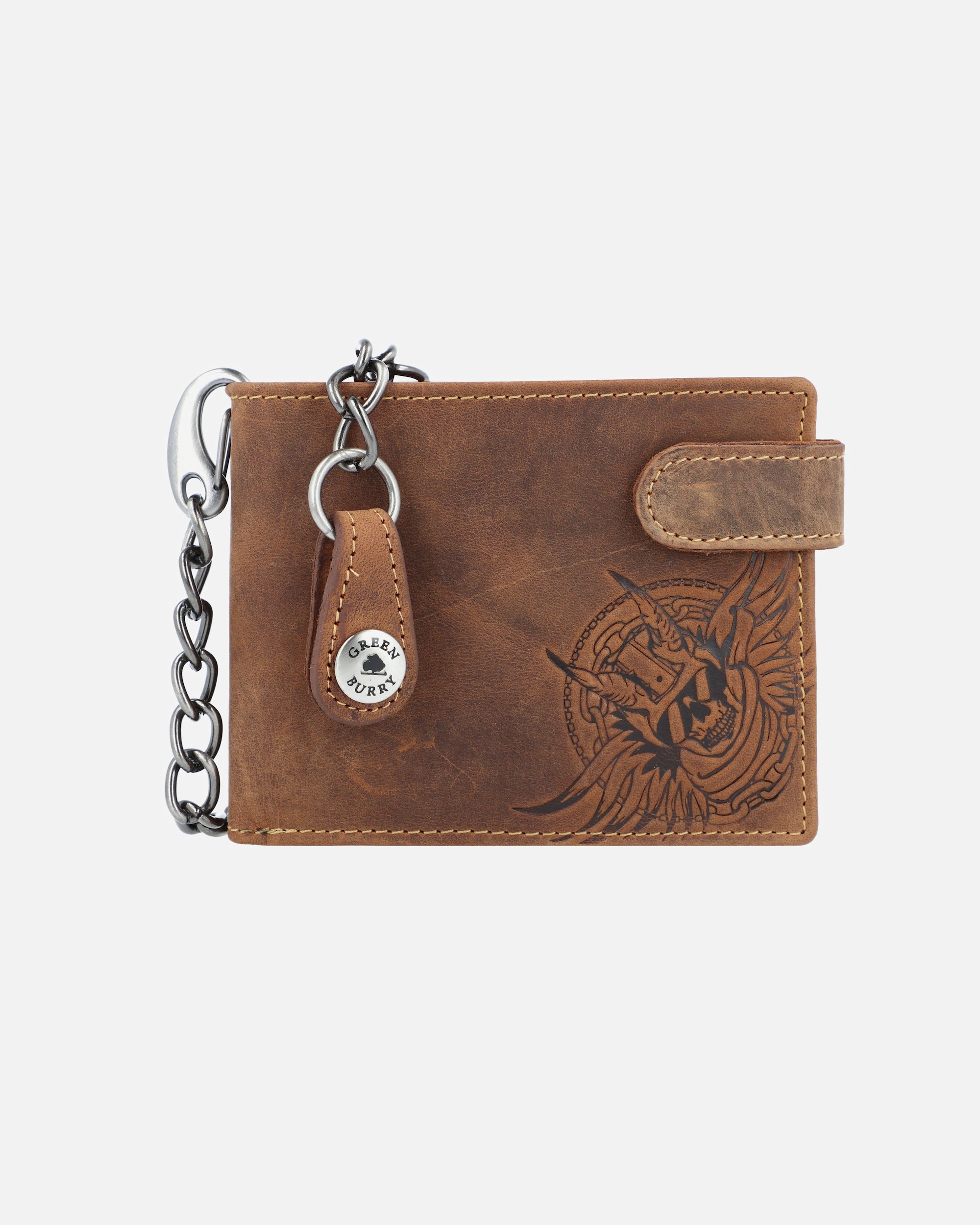 Portemonnaie für Männlich Greenburry Vintage Devil Skull Herrengeldbörse braun