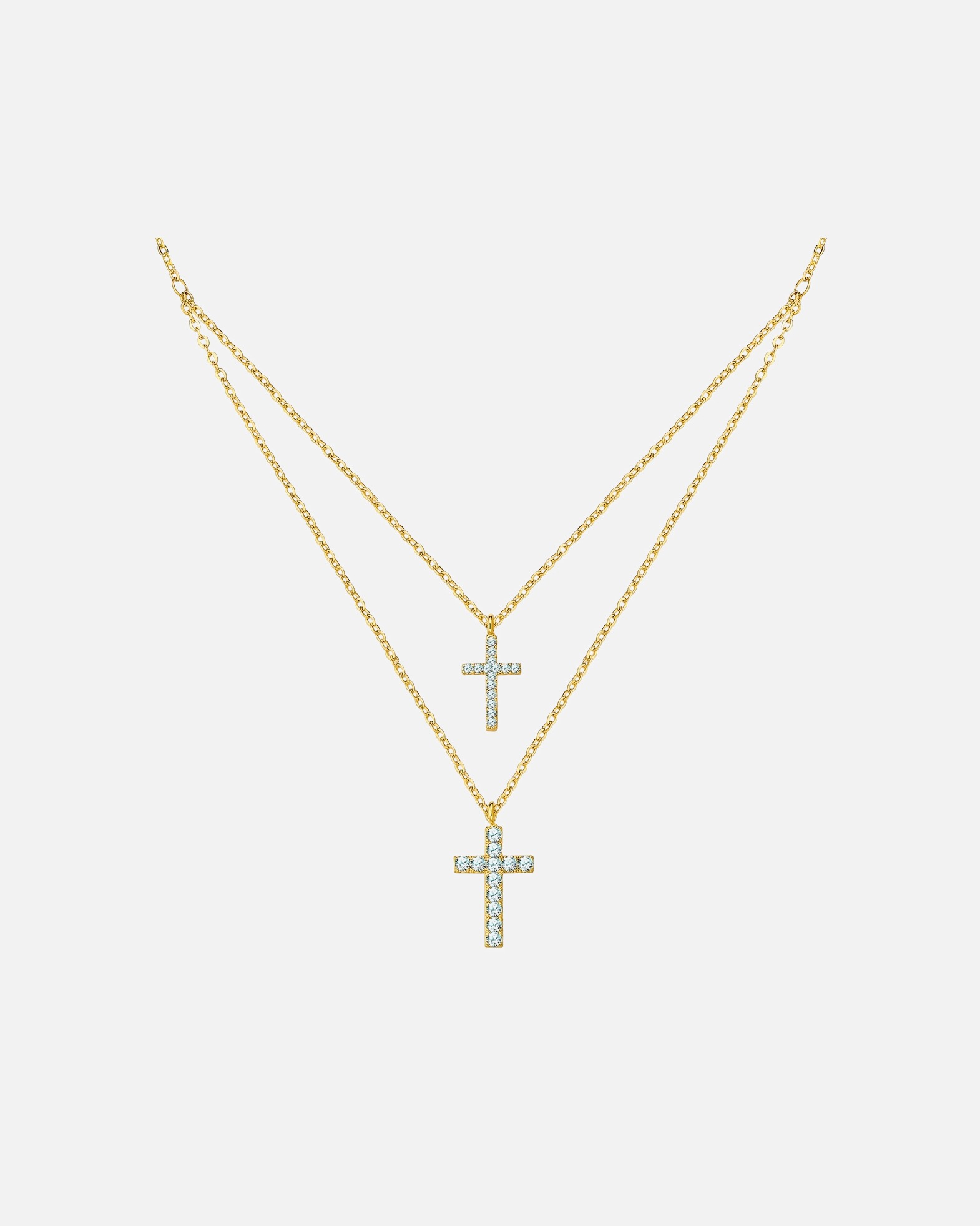 Halskette für Weiblich Yokoamii Halskette Kreuz aus Messing in gelbgold mit Zirkonia 38,0/42,0 cm Basiskette + 5,0 cm Verläng