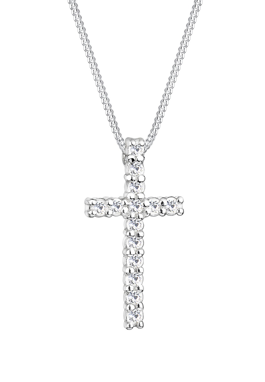 Elli Kreuz Weiß 925 Sterling Silber, mit Kristallen von Swarovski 45 Damen