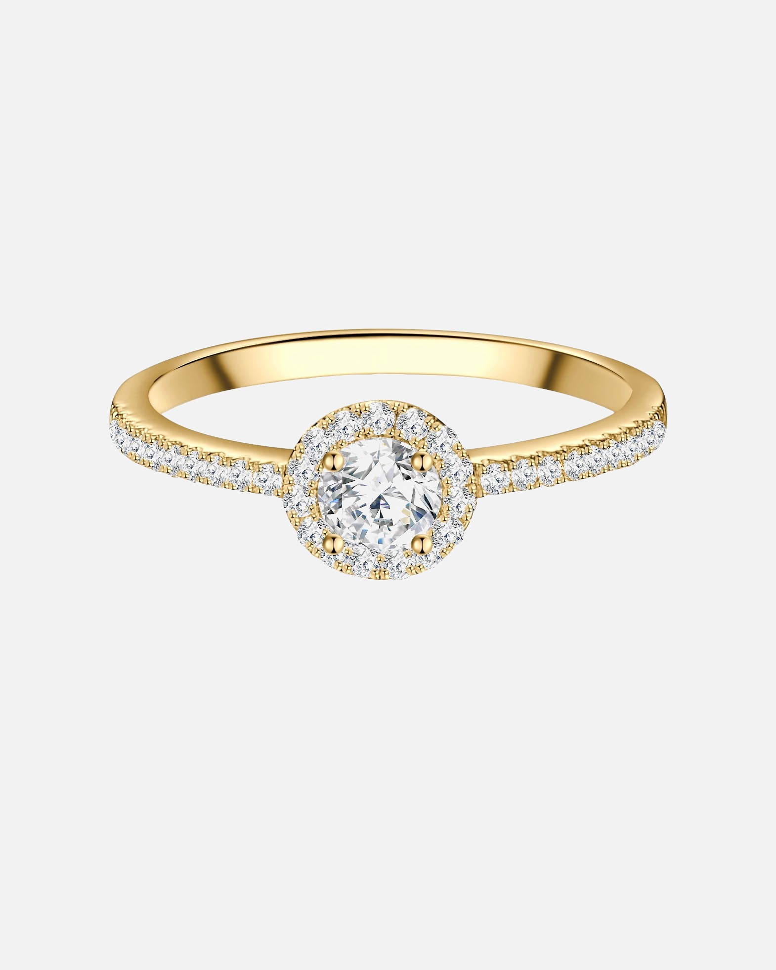 Ring für Weiblich Trilani Ring aus Sterling Silber in Gelbgold mit Zirkonia 58