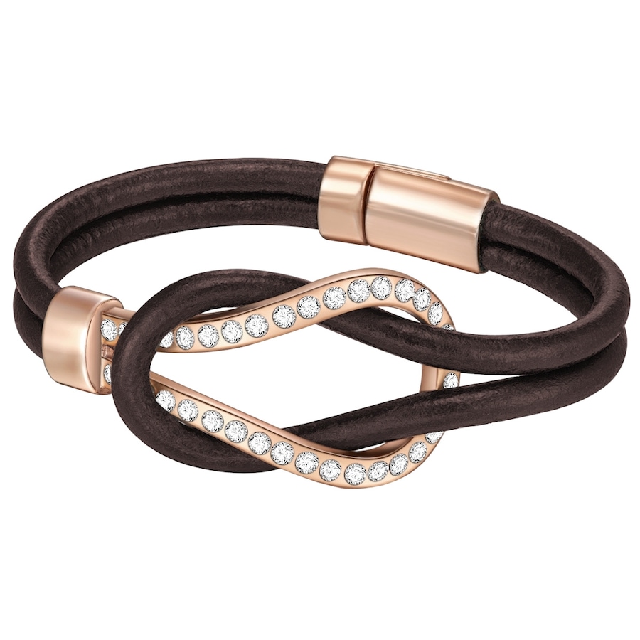 Lulu & Jane Armband Echtleder Glas braun Damen