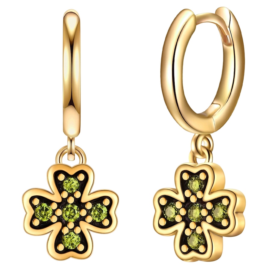 Glanzstücke München Creolen Kleeblatt aus Sterling Silber in Gelbgold mit Zirkonia 20,3 mm Damen