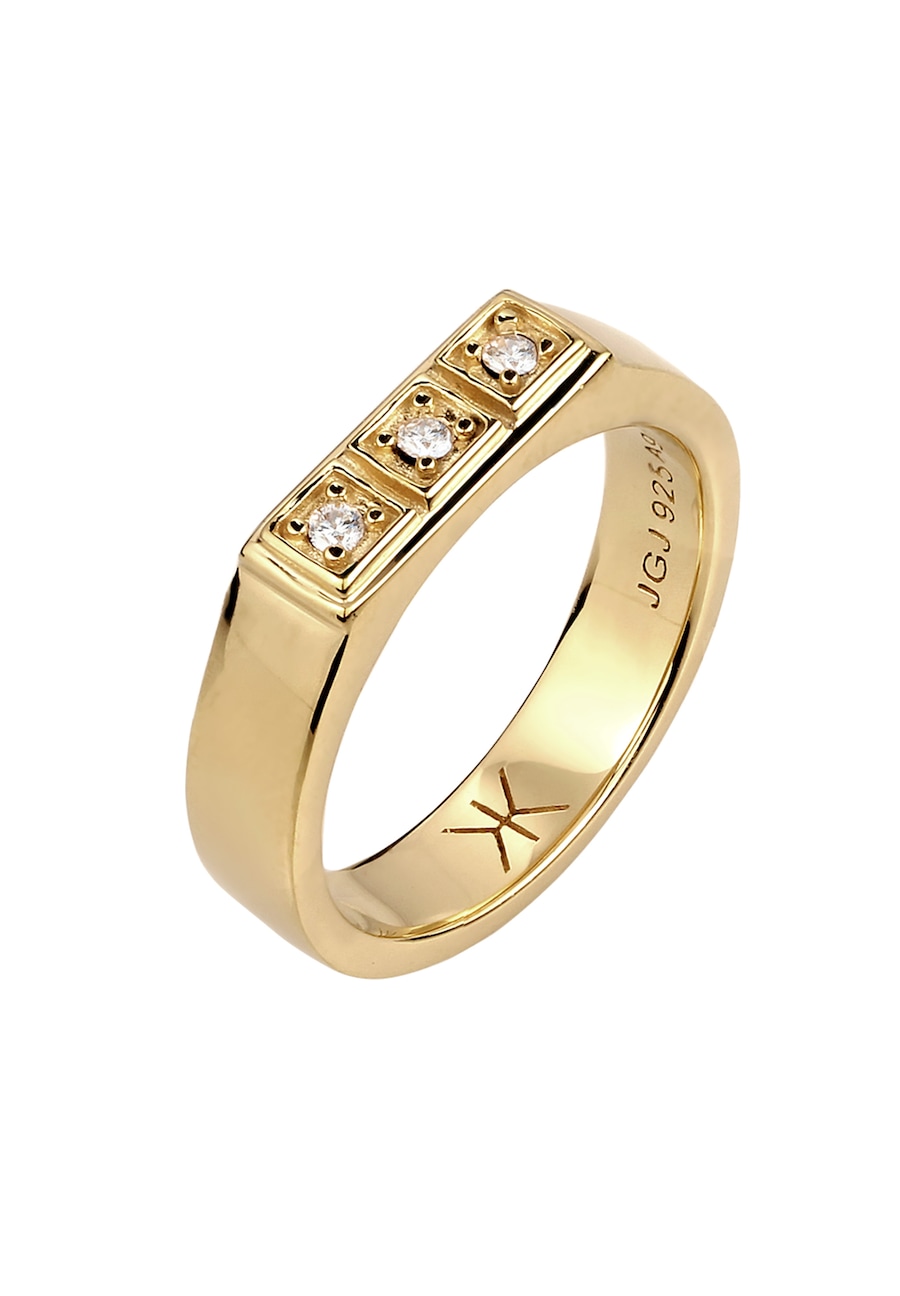KUZZOI Siegelring mit Kristallen von Swarovski 925 Sterling Silber 50 Herren