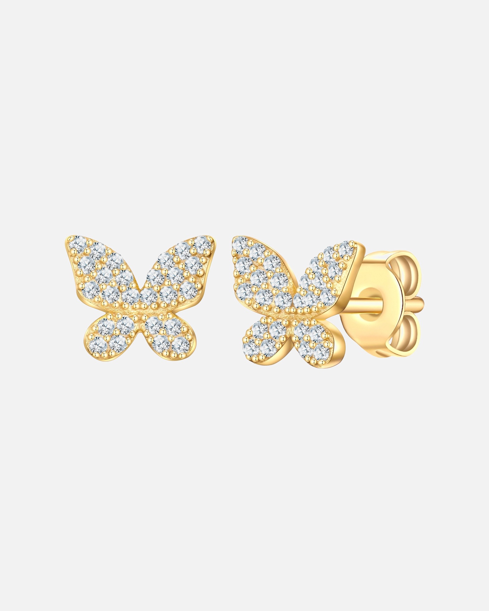 Ohrringe für Weiblich Rafaela Donata Ohrstecker Schmetterling aus Sterling Silber in Gelbgold mit Zirkonia 6,6 mm