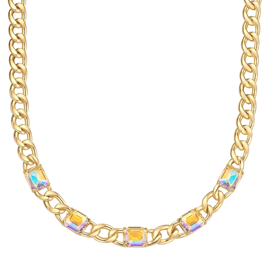 Yokoamii Halskette aus Messing in Gelbgold mit Glas 42,0 cm Basiskette + 5,0 Verlängerung Damen