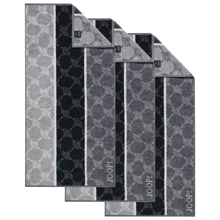 JOOP! Handtuch 3er Pack 'Signature Cornflower Stripes' Schwarz