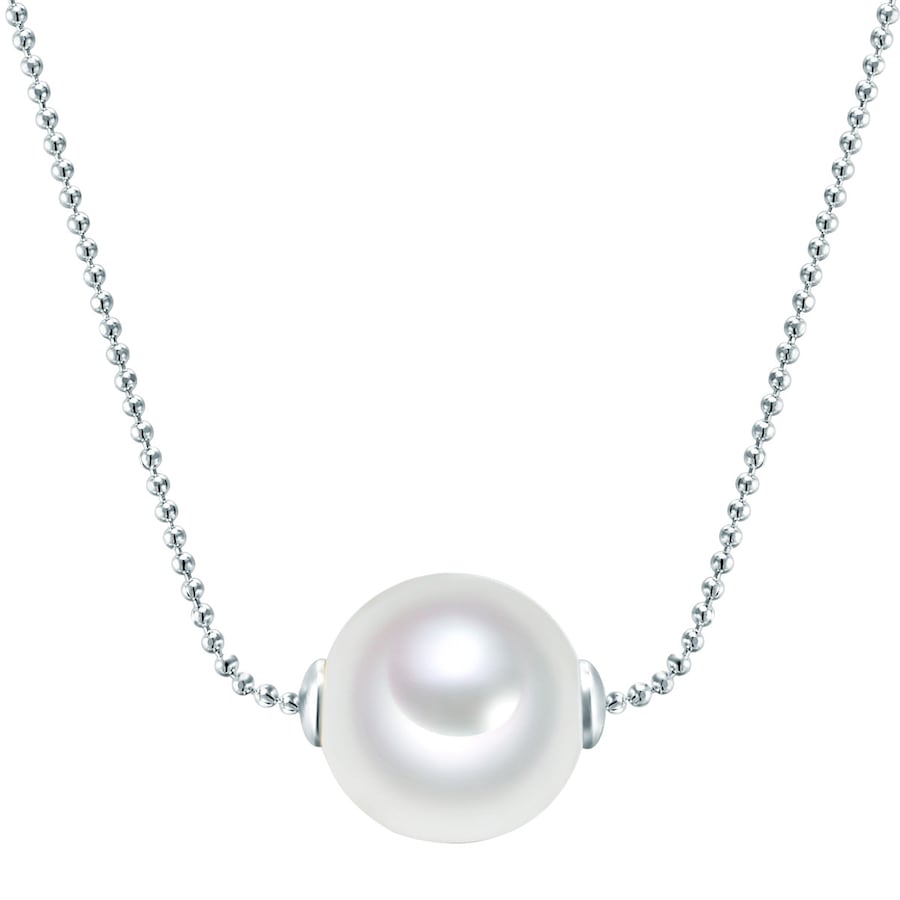 Lulu & Jane Perlen-Kette Messing Muschelkernperle in Silber Silver Damen