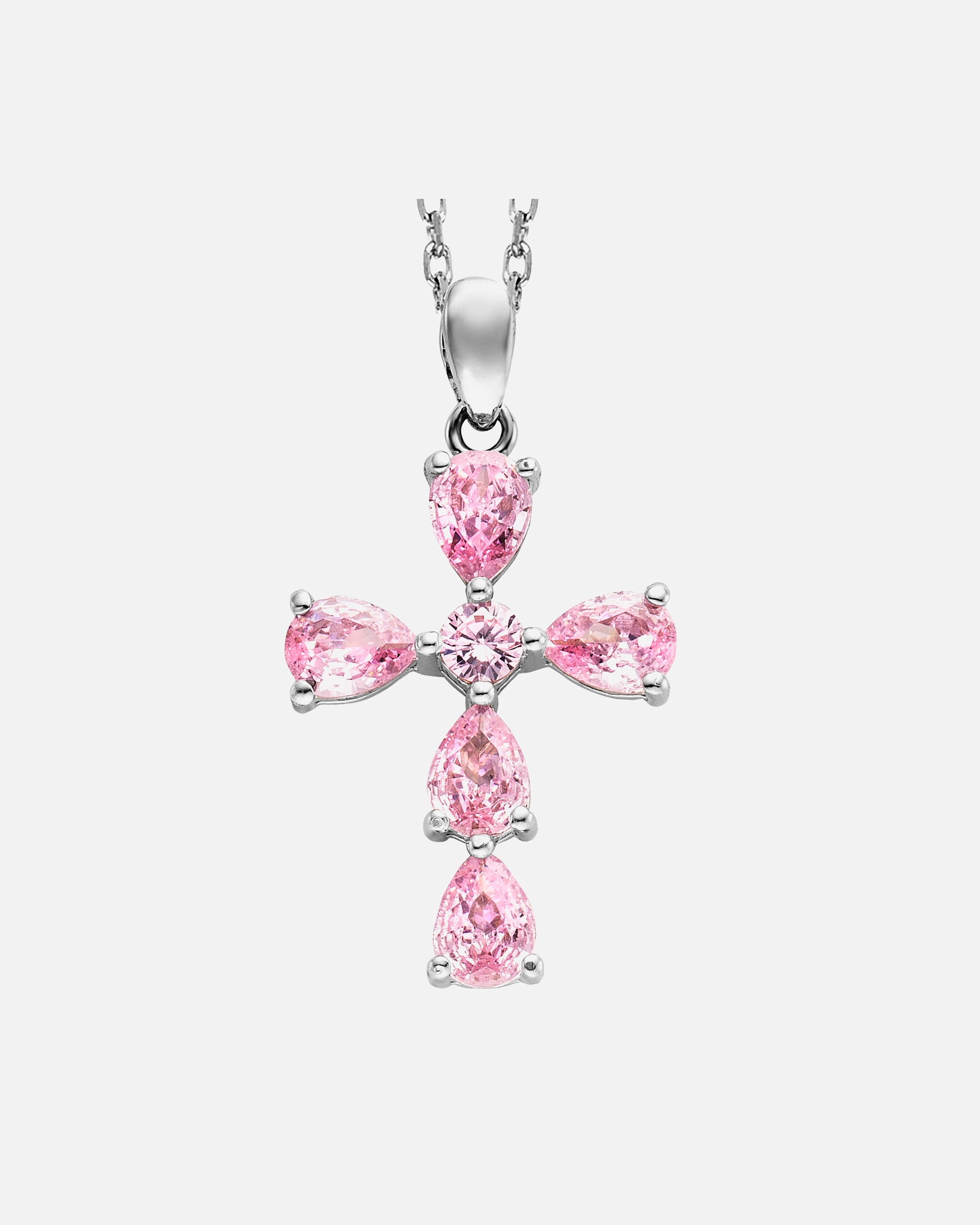 Halskette für Weiblich Julie Julsen Anhänger mit Kette 925/- Sterling Silber Zirkonia rosa weiß