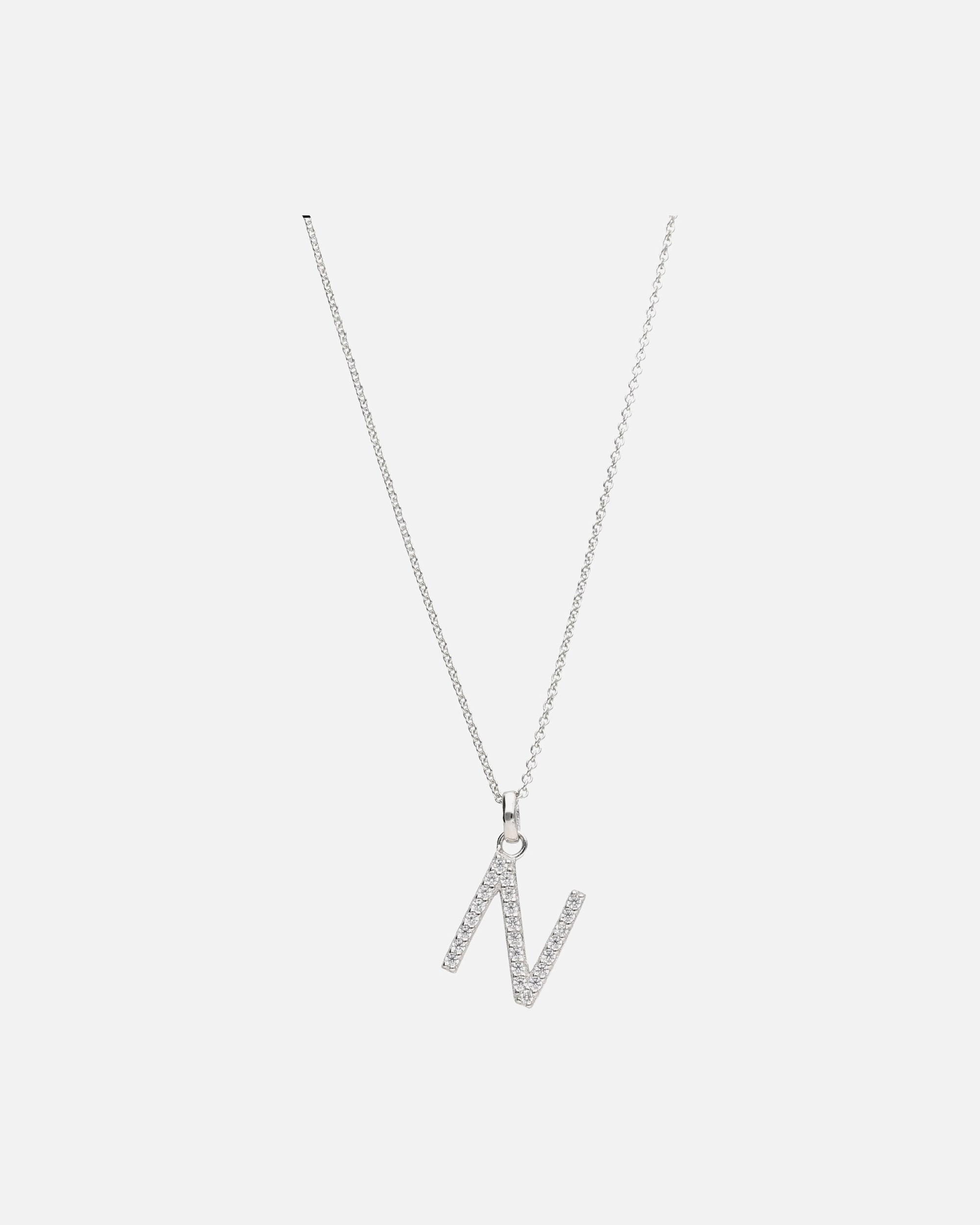 Halskette für Weiblich Smart Jewel Kette Buchstabe N mit Zirkonia Steine, Silber 925 45 cm