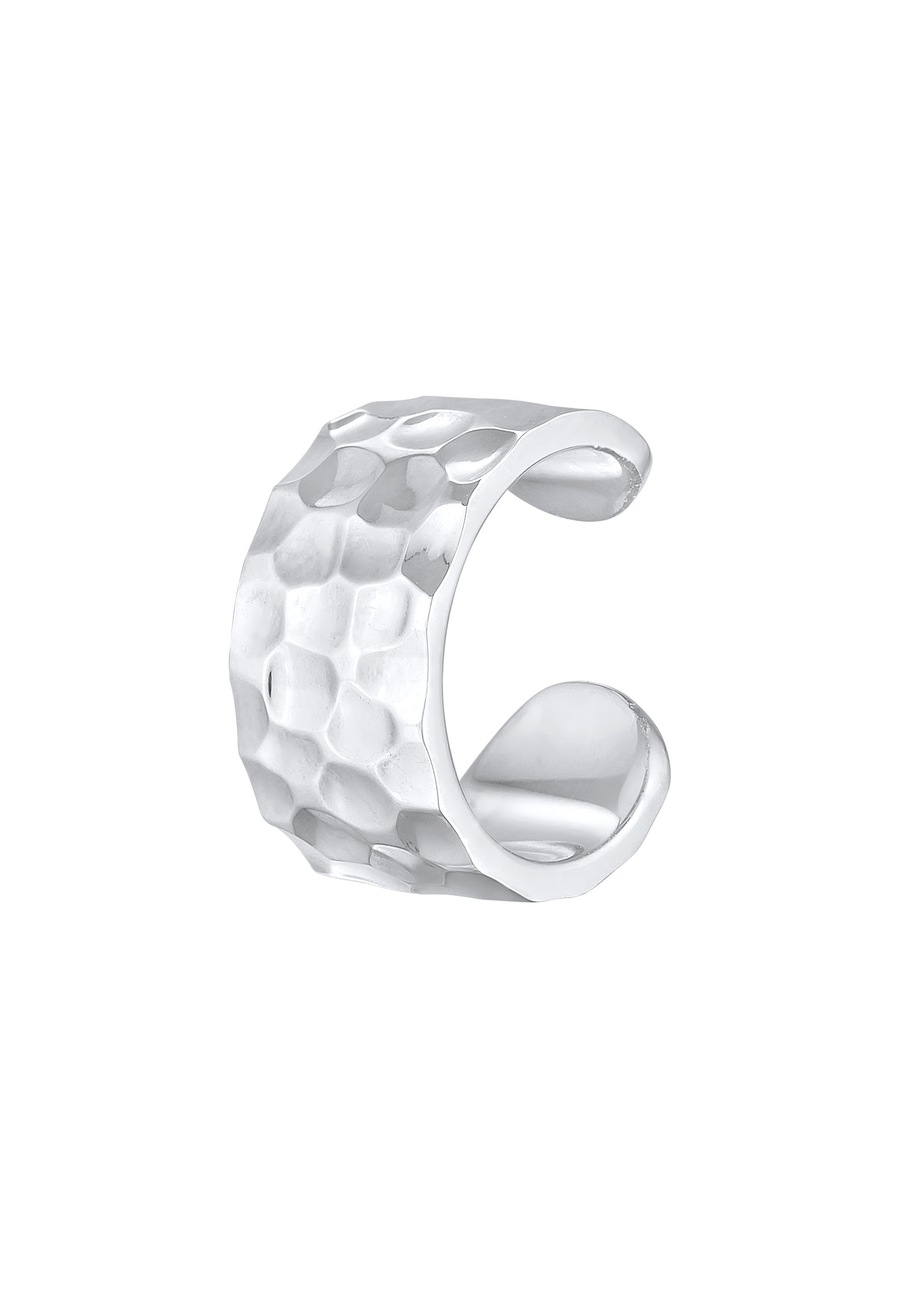 KUZZOI Earcuff Breit Gehämmert Modern 925 Silber silberfarben Herren