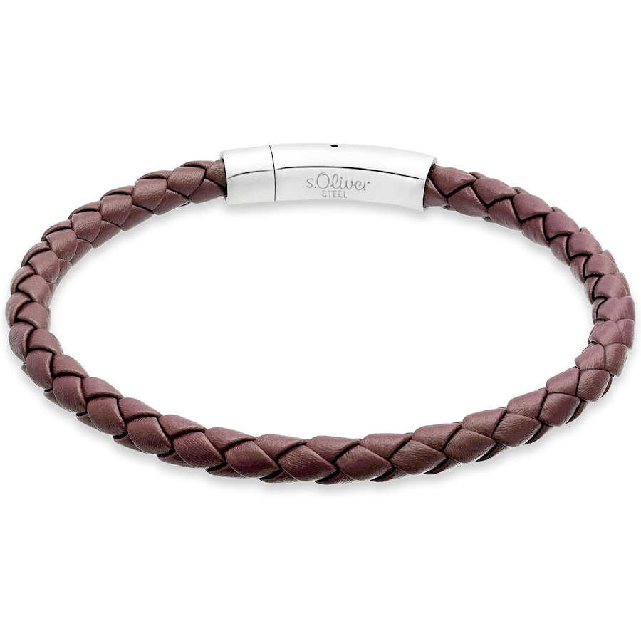 s.Oliver Armband Edelstahl, Leder braun Herren