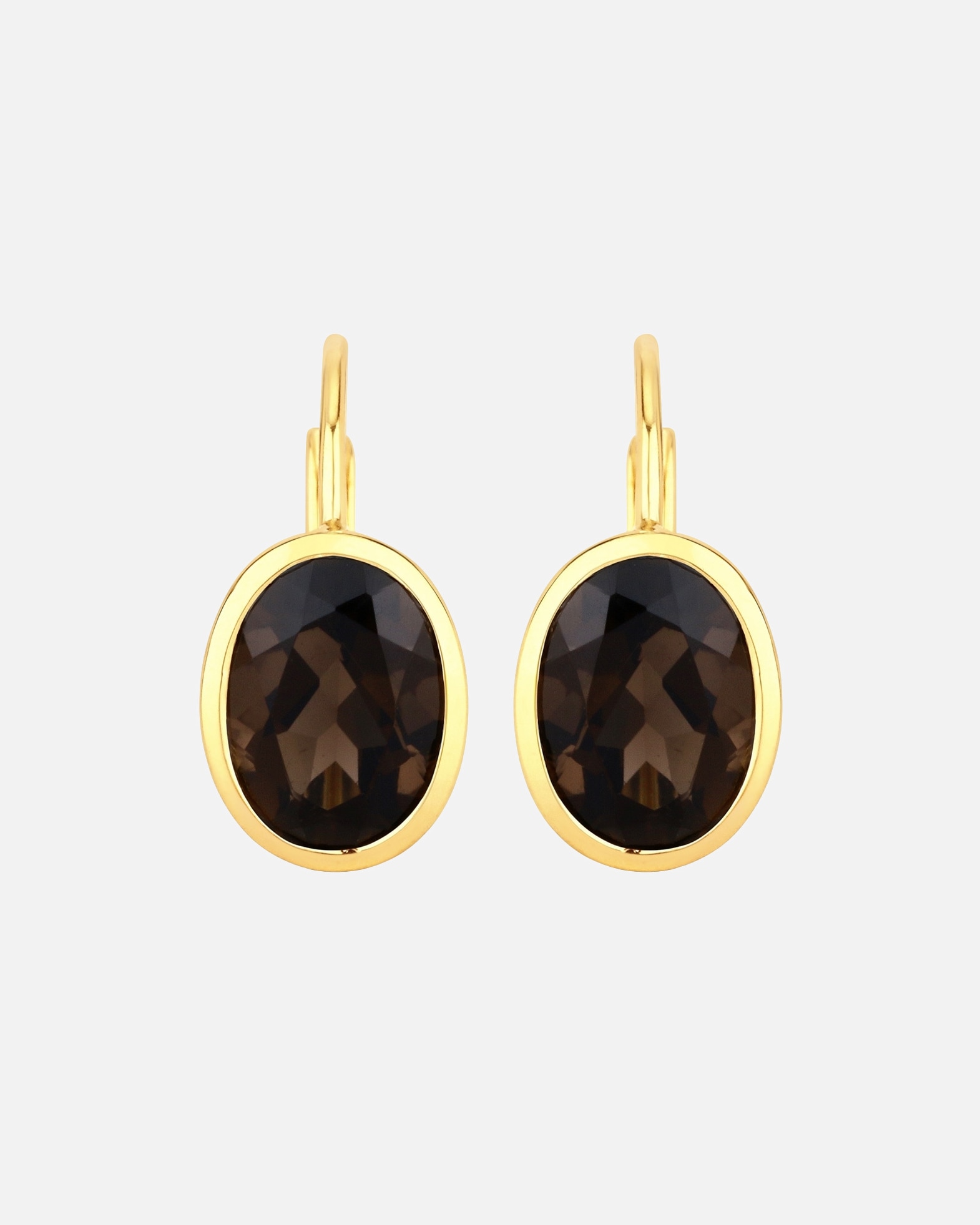 Ohrringe für Weiblich Rafaela Donata Ohrringe Sterling Silber Rauchquarz in Gelbgold Brown