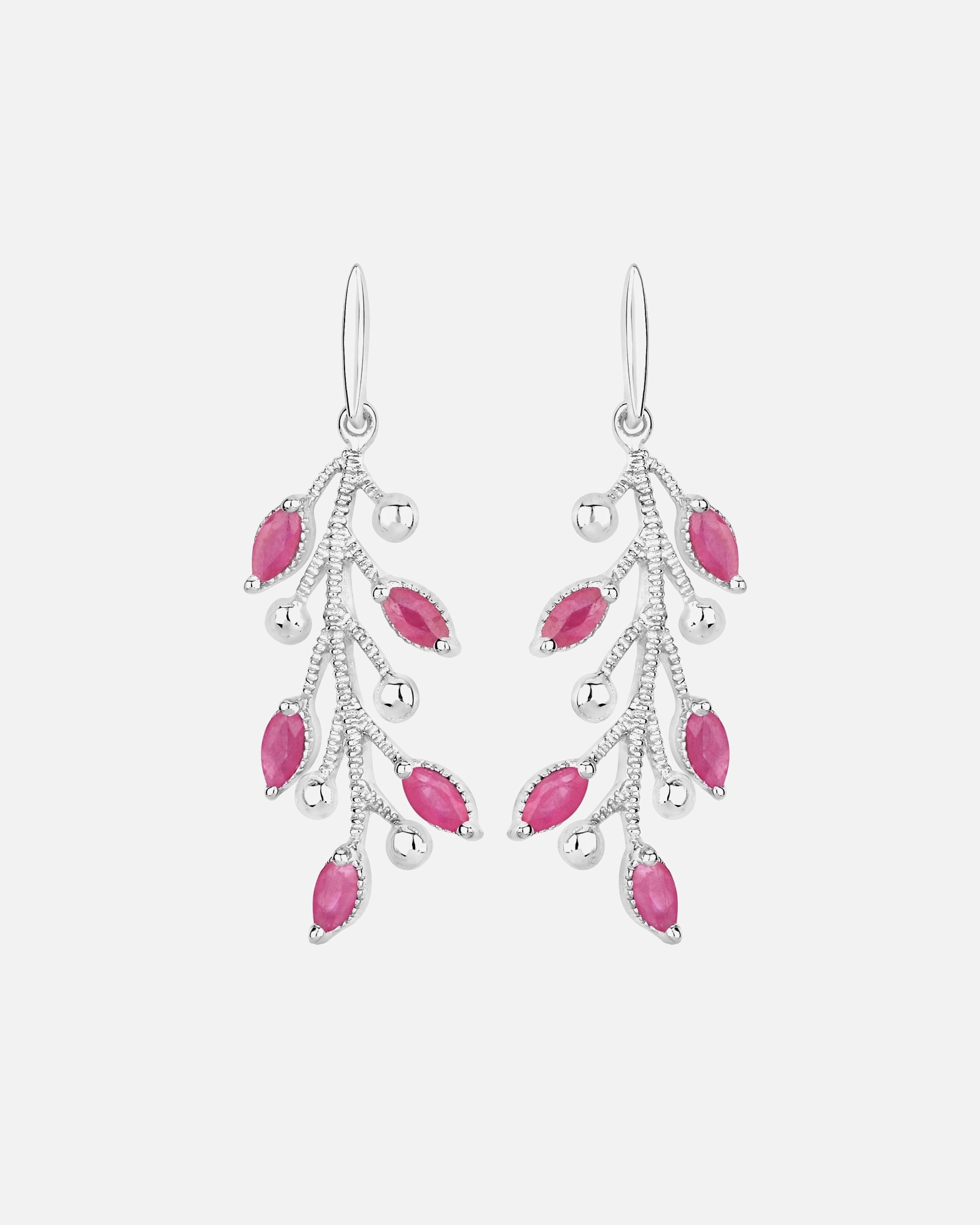Ohrringe für Weiblich Rafaela Donata Ohrringe Floral Sterling Silber Saphir in Silber Pink