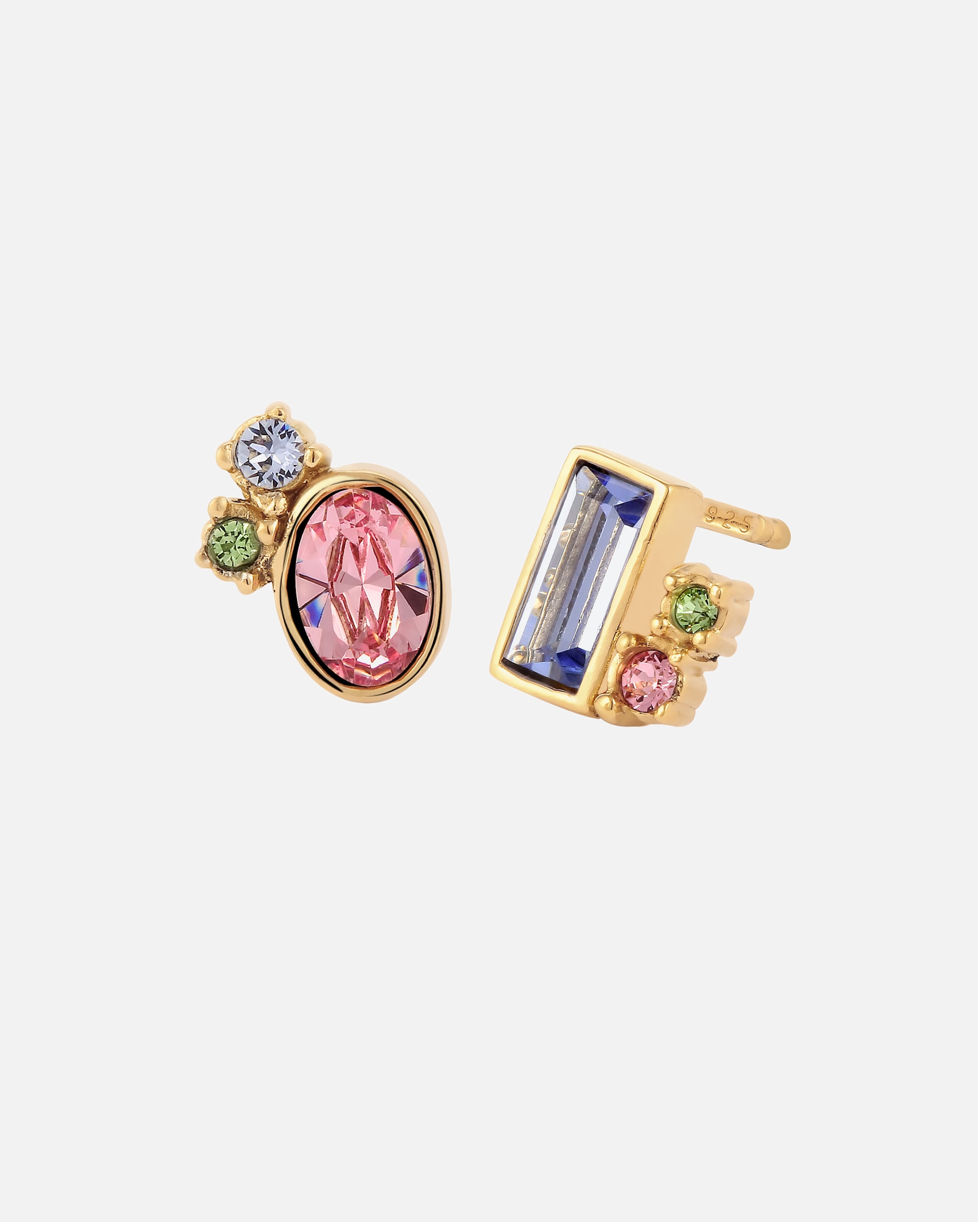 Ohrringe für Weiblich Elli Ohrstecker Rosa Blau 925 Sterling Silber, mit Kristallen von Swarovski® goldfarben